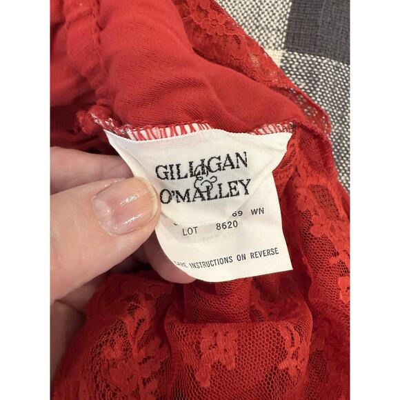 Vintage 1970’s Gilligan & O’Malley Red Lace Nightgown Maxi Dress Size Large - Picture 7 of 12